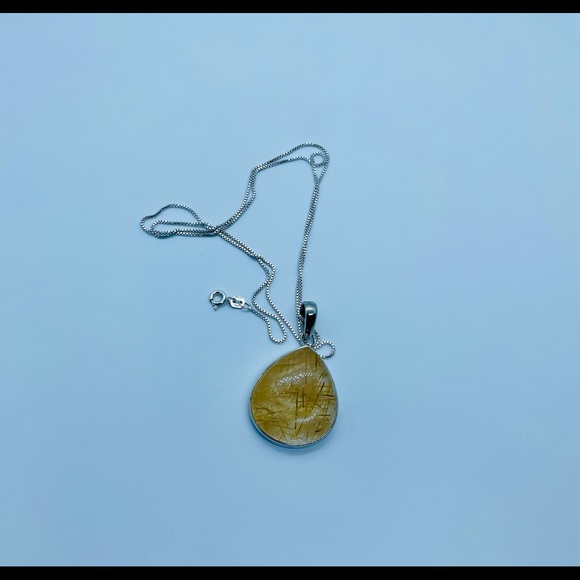 Sterling Silver Golden Rutilated Quartz Necklace - Picture 4 of 5